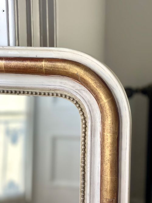 ANTIQUE FRENCH GILT AND BARE GESSO LOUIS PHILIPPE MIRROR - ADDITIONAL PHOTO 3