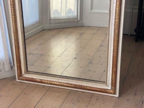 ANTIQUE FRENCH GILT AND BARE GESSO LOUIS PHILIPPE MIRROR - ADDITIONAL PHOTO 6