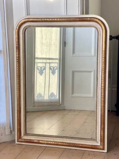 ANTIQUE FRENCH GILT AND BARE GESSO LOUIS PHILIPPE MIRROR - ADDITIONAL PHOTO 7