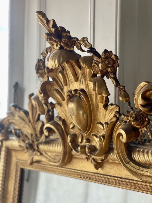 LARGE ANTIQUE FRENCH GILT MIRROR C1800 MERCURY GLASS - ADDITIONAL PHOTO 5