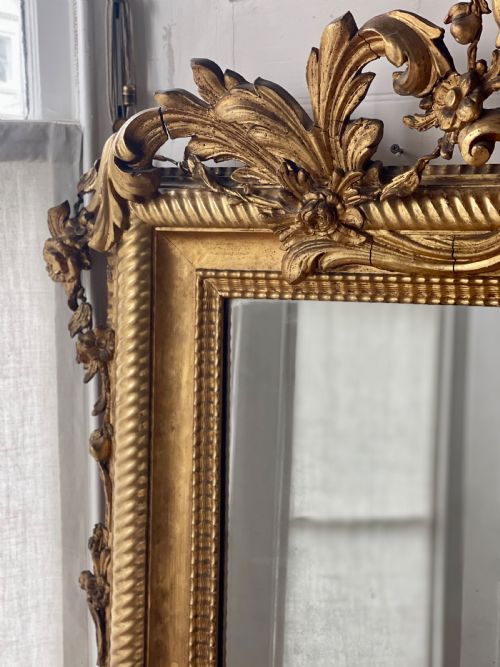 LARGE ANTIQUE FRENCH GILT MIRROR C1800 MERCURY GLASS - ADDITIONAL PHOTO 8