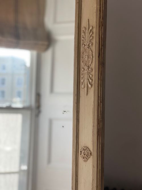 LARGE ANTIQUE FRENCH PAINTED LEANER MIRROR - ADDITIONAL PHOTO 3
