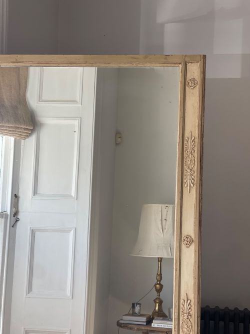 LARGE ANTIQUE FRENCH PAINTED LEANER MIRROR - ADDITIONAL PHOTO 7