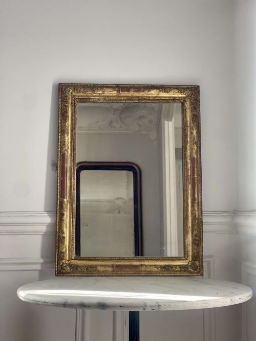 antique french gilt rectangular mirror - CATEGORY: ANTIQUE MIRRORS - DATED 19TH CENTURY