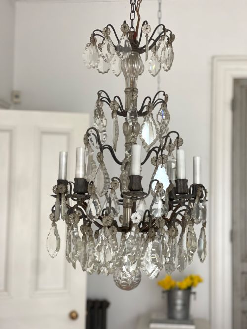 LARGE ANTIQUE FRENCH CRYSTAL CHANDELIER - ADDITIONAL PHOTO 8