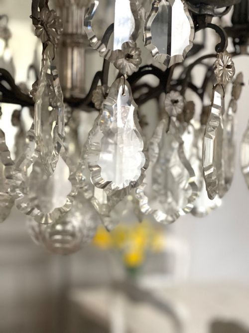 LARGE ANTIQUE FRENCH CRYSTAL CHANDELIER - ADDITIONAL PHOTO 9