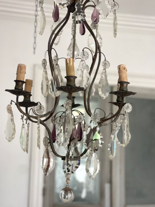 ANTIQUE FRENCH CRYSTAL CAGE CHANDELIER - ADDITIONAL PHOTO 8