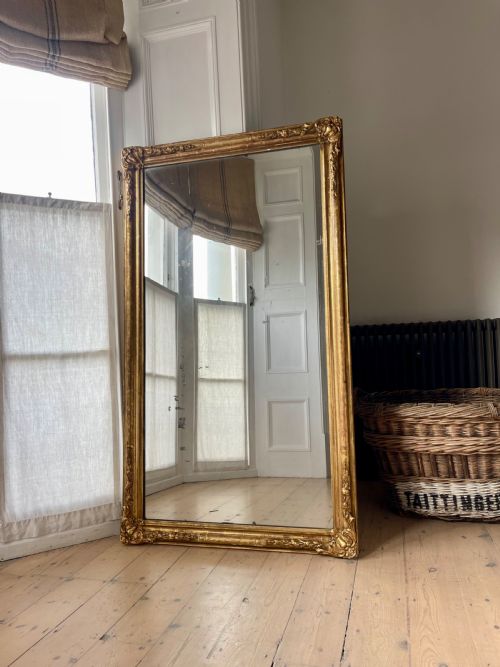 ANTIQUE FRENCH GILT RECTANGULAR MIRROR C1800 FOXED MERCURY GLASS - ADDITIONAL PHOTO 1