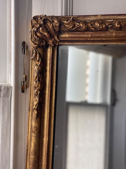 ANTIQUE FRENCH GILT RECTANGULAR MIRROR C1800 FOXED MERCURY GLASS - ADDITIONAL PHOTO 10