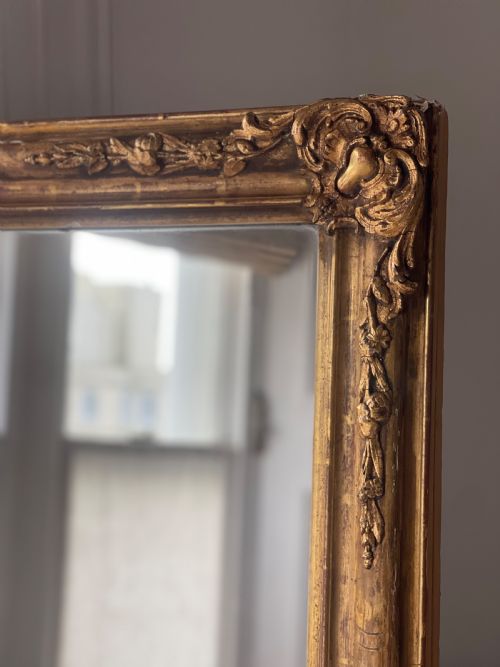 ANTIQUE FRENCH GILT RECTANGULAR MIRROR C1800 FOXED MERCURY GLASS - ADDITIONAL PHOTO 13