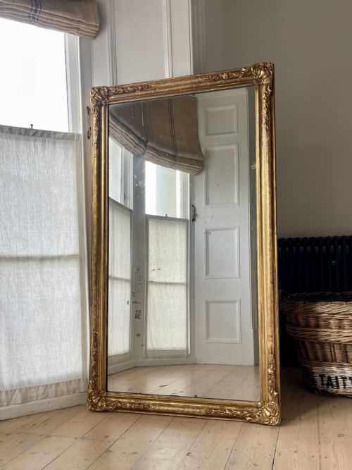ANTIQUE FRENCH GILT RECTANGULAR MIRROR C1800 FOXED MERCURY GLASS - ADDITIONAL PHOTO 14