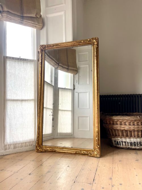 ANTIQUE FRENCH GILT RECTANGULAR MIRROR C1800 FOXED MERCURY GLASS - ADDITIONAL PHOTO 15