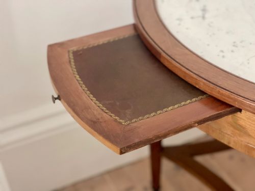 ANTIQUE FRENCH MARBLE AND WALNUT ROUND TABLE CHTEAU DE FORGES - ADDITIONAL PHOTO 2