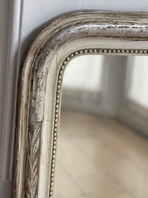 ANTIQUE FRENCH SILVER GILT AND BARE GESSO MIRROR - ADDITIONAL PHOTO 1