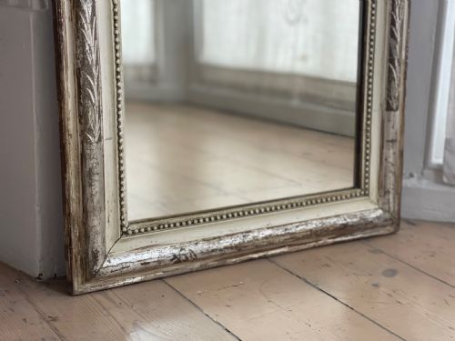 ANTIQUE FRENCH SILVER GILT AND BARE GESSO MIRROR - ADDITIONAL PHOTO 3