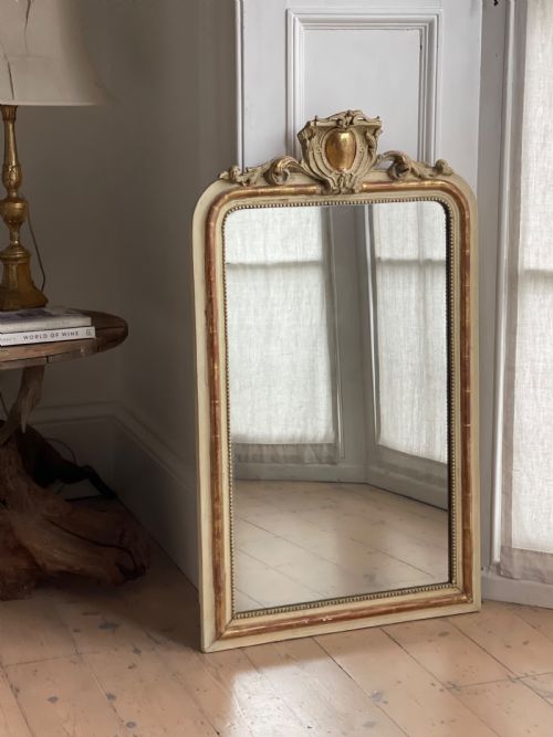 ANTIQUE FRENCH GILT AND BARE GESSO MIRROR - ADDITIONAL PHOTO 2