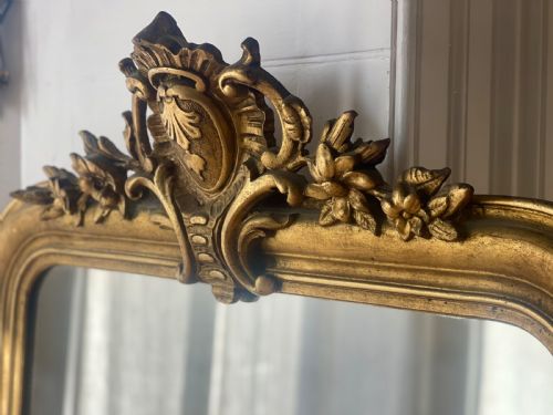 LARGE ANTIQUE FRENCH GILT MIRROR C1800 MERCURY GLASS - ADDITIONAL PHOTO 3