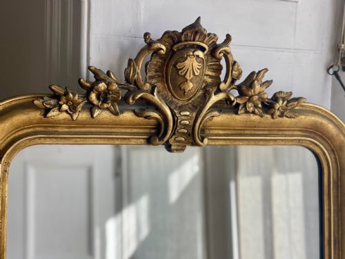 LARGE ANTIQUE FRENCH GILT MIRROR C1800 MERCURY GLASS - ADDITIONAL PHOTO 7