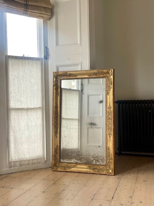 ANTIQUE FRENCH GILT MIRROR FOXED MERCURY GLASS - ADDITIONAL PHOTO 2