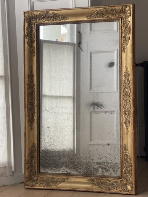 ANTIQUE FRENCH GILT MIRROR FOXED MERCURY GLASS - ADDITIONAL PHOTO 3