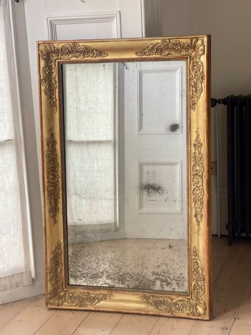 ANTIQUE FRENCH GILT MIRROR FOXED MERCURY GLASS - ADDITIONAL PHOTO 10
