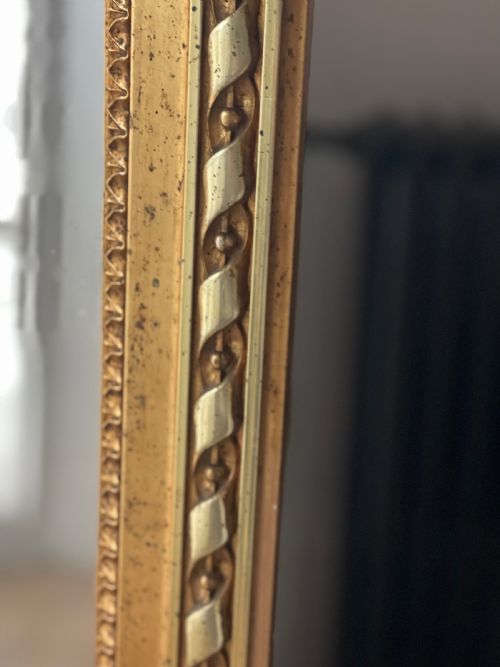 LARGE ANTIQUE FRENCH GILT RECTANGULAR MIRROR - ADDITIONAL PHOTO 3