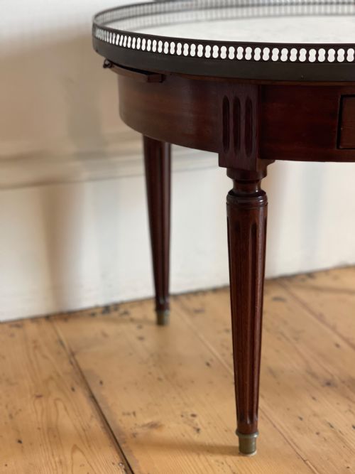ANTIQUE FRENCH ROUND COFFEE TABLE WITH MARBLE TOP - ADDITIONAL PHOTO 1