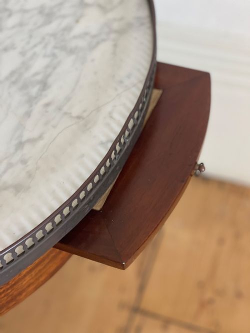 ANTIQUE FRENCH ROUND COFFEE TABLE WITH MARBLE TOP - ADDITIONAL PHOTO 5