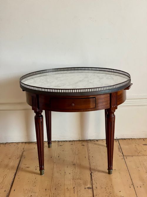 ANTIQUE FRENCH ROUND COFFEE TABLE WITH MARBLE TOP - ADDITIONAL PHOTO 7