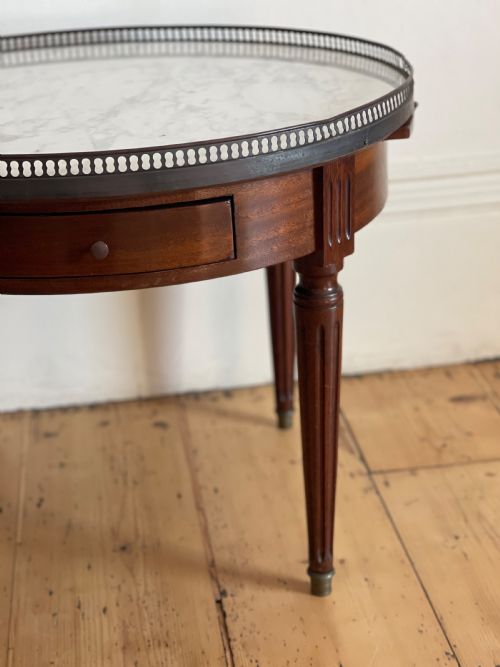 ANTIQUE FRENCH ROUND COFFEE TABLE WITH MARBLE TOP - ADDITIONAL PHOTO 8