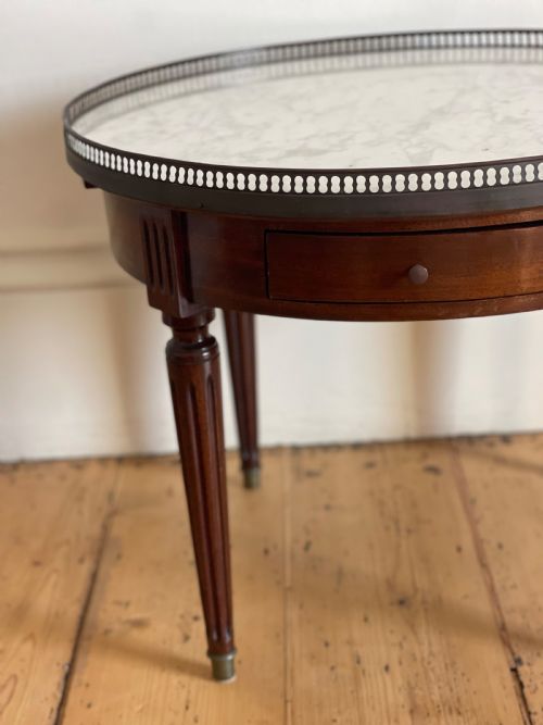 ANTIQUE FRENCH ROUND COFFEE TABLE WITH MARBLE TOP - ADDITIONAL PHOTO 9