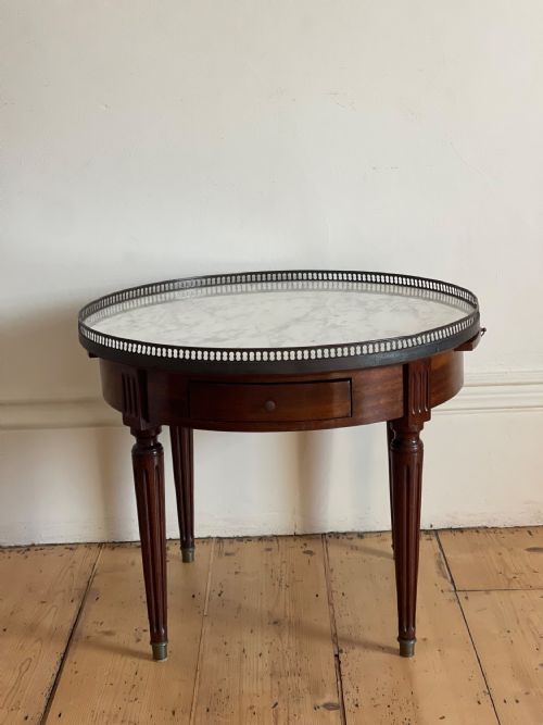 ANTIQUE FRENCH ROUND COFFEE TABLE WITH MARBLE TOP - ADDITIONAL PHOTO 6