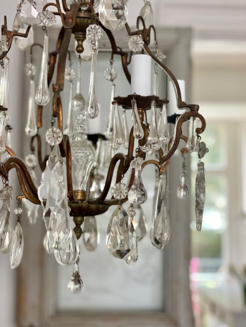 ANTIQUE FRENCH CRYSTAL CAGE CHANDELIER - ADDITIONAL PHOTO 3