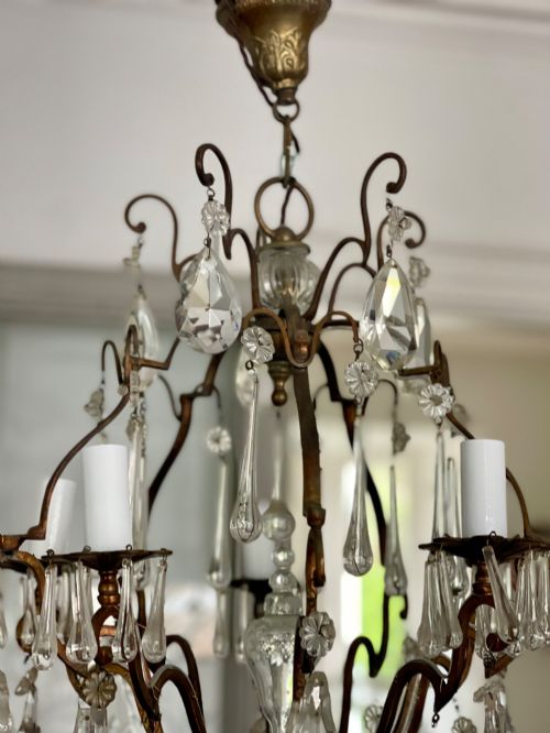 ANTIQUE FRENCH CRYSTAL CAGE CHANDELIER - ADDITIONAL PHOTO 6