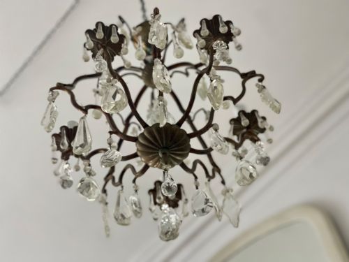 ANTIQUE FRENCH CRYSTAL CAGE CHANDELIER - ADDITIONAL PHOTO 7