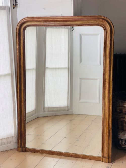 ANTIQUE FRENCH WORN GILT LOUIS PHILIPPE MIRROR - ADDITIONAL PHOTO 3