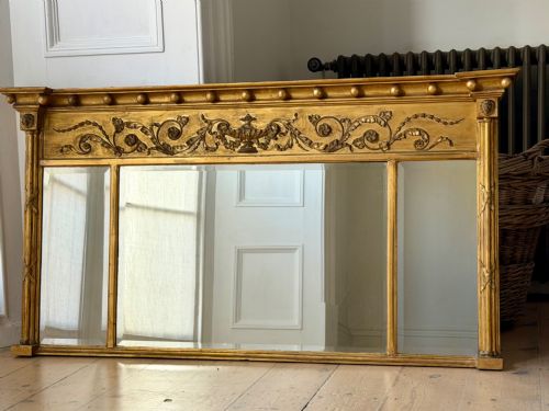 ANTIQUE ENGLISH GILT OVERMANTLE MIRROR - ADDITIONAL PHOTO 1