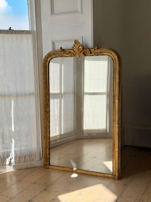 antique french gilt mirror mercury glass - CATEGORY: ANTIQUE MIRRORS - DATED 19TH CENTURY