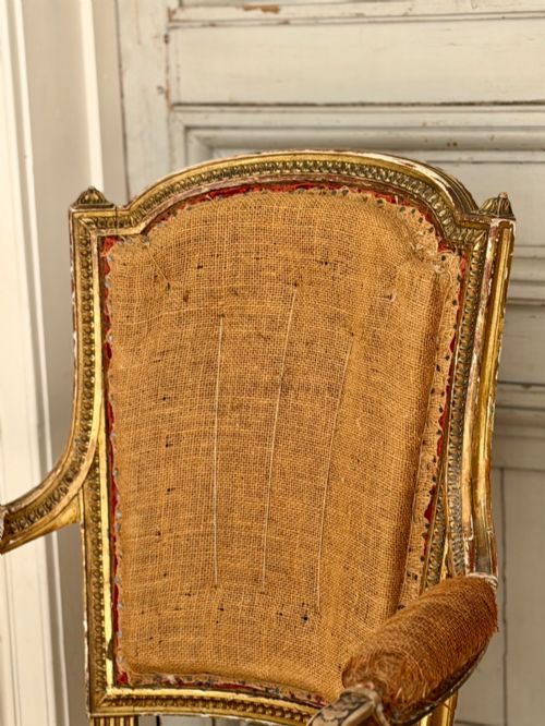 PAIR OF ANTIQUE FRENCH GILTWOOD ARMCHAIRS - ADDITIONAL PHOTO 6