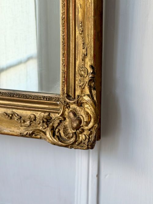 ANTIQUE FRENCH GILT RECTANGULAR MIRROR - ADDITIONAL PHOTO 5