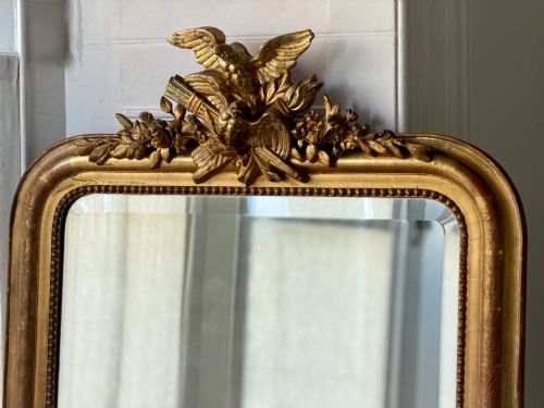 ANTIQUE FRENCH GILT DOVES MIRROR BEVELLED GLASS - ADDITIONAL PHOTO 6