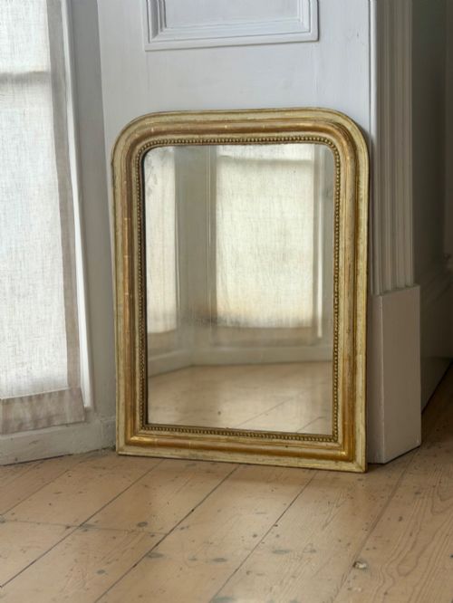 ANTIQUE FRENCH GILT AND BARE GESSO LOUIS PHILIPPE MIRROR C1860 - ADDITIONAL PHOTO 2