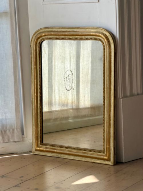 ANTIQUE FRENCH GILT AND BARE GESSO LOUIS PHILIPPE MIRROR C1860 - ADDITIONAL PHOTO 8