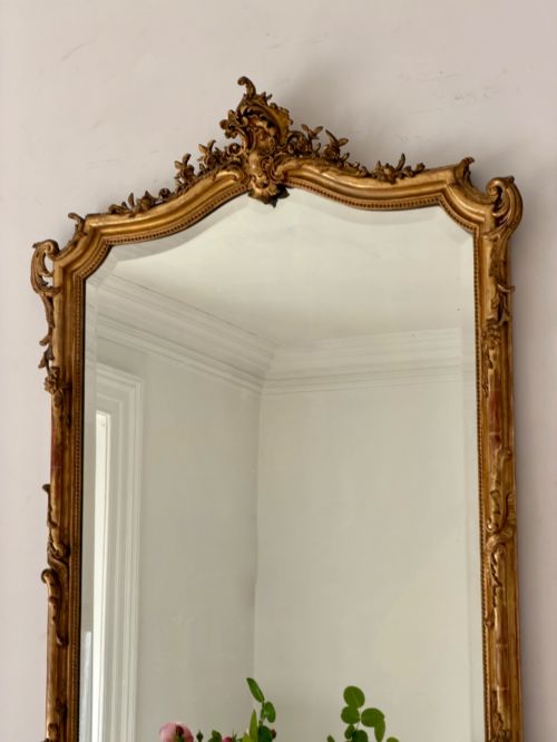 fig 1. Large antique French gilt Louis XV mirror c1880 - bevelled glass