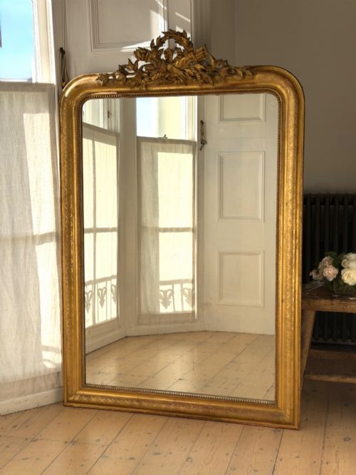 large antique french gilt mirror - CATEGORY: ANTIQUE MIRRORS - DATED 19TH CENTURY