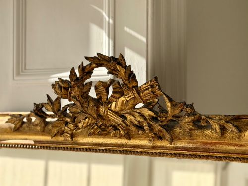 LARGE ANTIQUE FRENCH GILT MIRROR - ADDITIONAL PHOTO 2