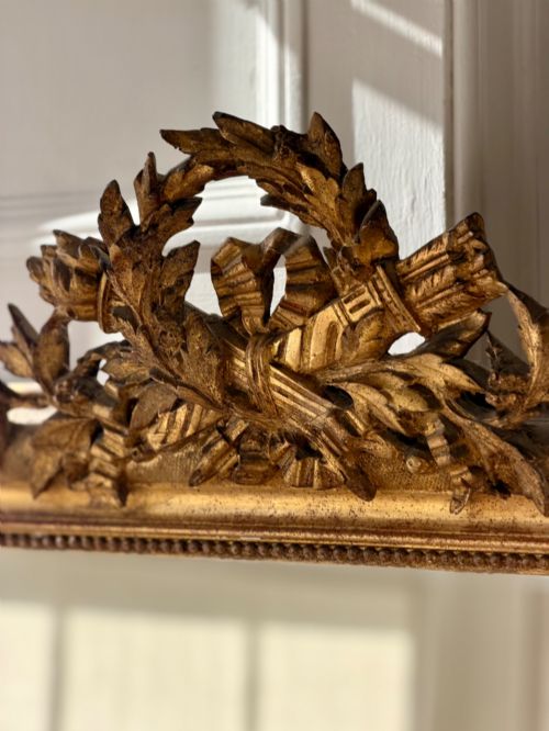 LARGE ANTIQUE FRENCH GILT MIRROR - ADDITIONAL PHOTO 7