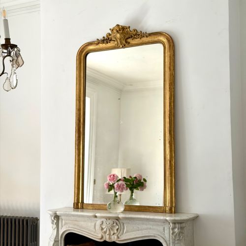 ANTIQUE FRENCH GILT LOUIS PHILIPPE MIRROR C1860