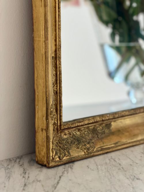 ANTIQUE FRENCH GILT RECTANGULAR MIRROR - ADDITIONAL PHOTO 5