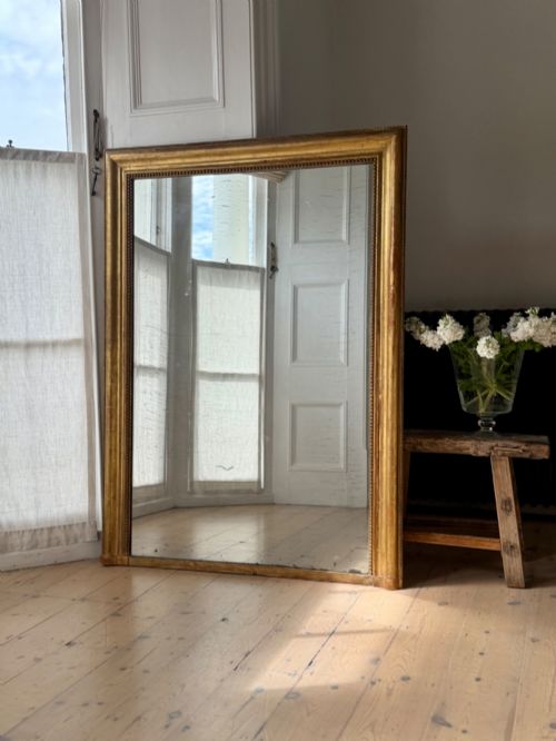 ANTIQUE FRENCH GILT BISTRO MIRROR MERCURY GLASS